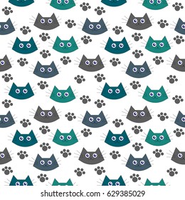 Cats background. Flat vector illustration