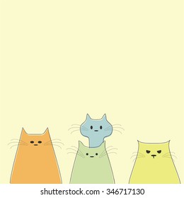 cats background. Vector illustration. Can be used in web design, printed on fabric/paper, as a background, or as an element in a composition, or as gift card