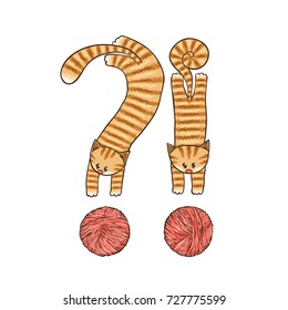 Cats with a ball, playing kitten set
