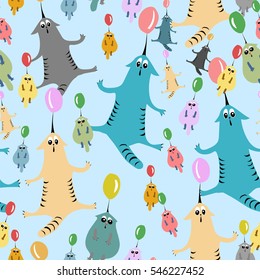 cats and balloons.seamless pattern