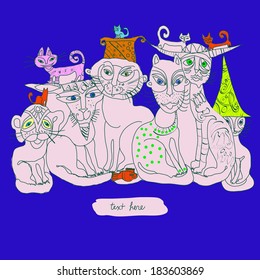 Cats big company in a good mood before dinner.Fantastic image.