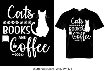 cats books and coffee vector t shirt design