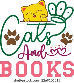 Cats and books svg vecor svg