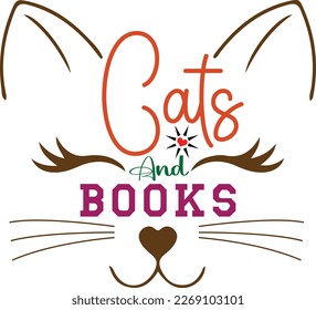 cats and books svg vector