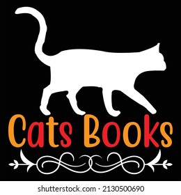 Cats Books t-shirt design, vector file.