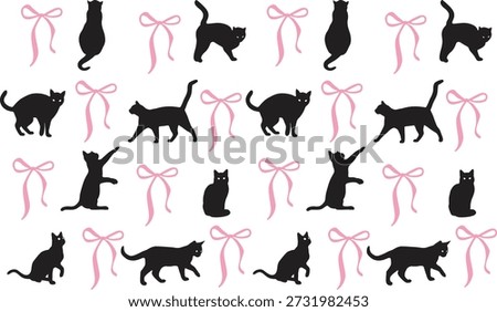 Cats and Bow Pattern Seamless vector design
