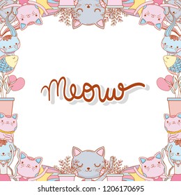 cats with branches leaves and star background
