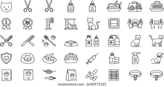 Cats Care Line Editable Icons set