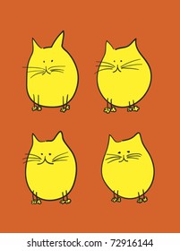 cats cartoon, abstract vector art illustration