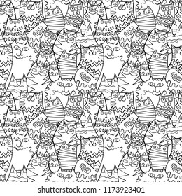 Cats. Cartoon animals. Seamless vector pattern (background).