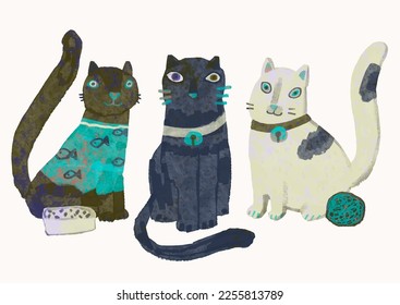 Cats cartoon illustration , watercolor painting vector. cute animal artwork.