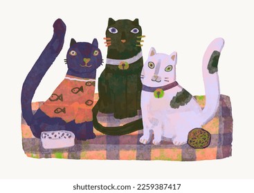 Cats cartoon illustration , watercolor painting vector. cute animal artwork.