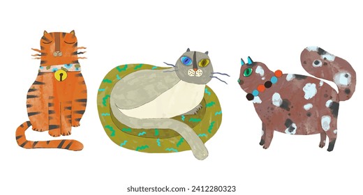 Cats cartoon illustration , watercolor painting vector. cute animal artwork.