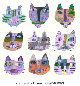 Cats cartoon illustration , watercolor painting vector. cute animal artwork.	