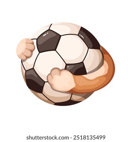 Gatos patas de desenhos animados segurando bola para o futebol. Engraçado animal goleiro pernas pegar bola e jogar futebol. Campeonato da equipe, mascote do torneio, desenho animado atleta profissional animal de estimação na ilustração vetor do jogo