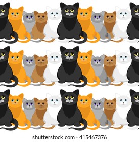 Cats in a cartoon style. Seamless pattern