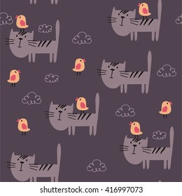Cats. Cartoon vector print