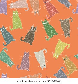 Cats. Cartoon vector seamless wallpaper.