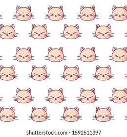 cats cartoons background design, Kawaii expression cute character funny and emoticon theme Vector illustration