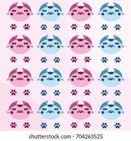 Cats and cat paws pattern 