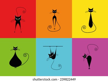 Cats character colorful, cats colorful vector, cat vector