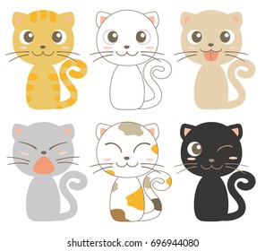 cats character Six set / material made with vector
