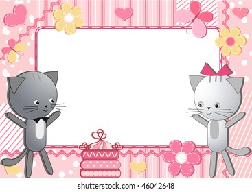 Cats. Children's photo framework. Vector  illustration.