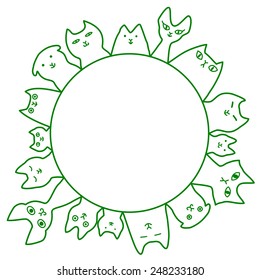 cats circle with copy space