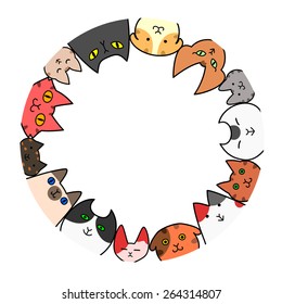 Cats circle with copy space
