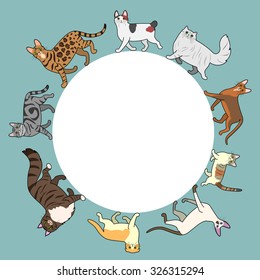 cats circle frame with copy space