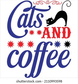 Gatos y café, diseño de camisetas y archivo vectorial.