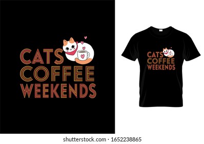 cats coffee weekends shirt