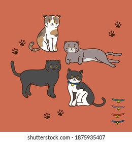 cats with collar, cat paw