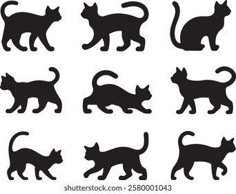 Cats collection - vector silhouette
