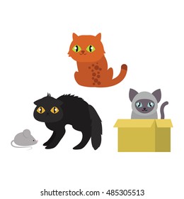 Cats collection vector silhouette