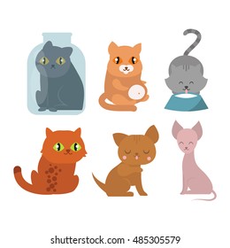 Cats collection vector silhouette
