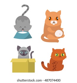 Cats collection vector silhouette