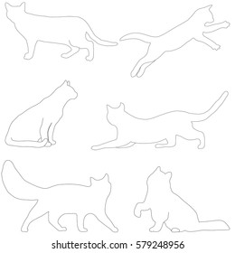 Cats collection - vector silhouette