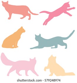 Cats collection - vector silhouette