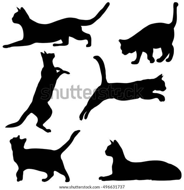 Cats Collection Vector Silhouette Stock Vector (Royalty Free) 496631737 ...