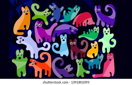 Cats, Colorful seamless vector pattern