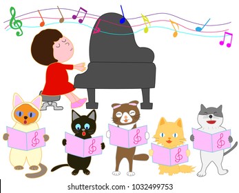 A cat's concert. Cats are chorusing.
