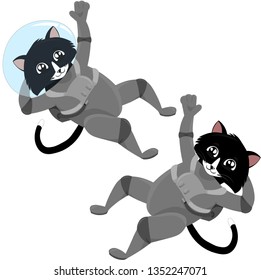 Cats cosmonauts. Design for a holiday, postcards, clothing, stationery. Illustrations for children.
