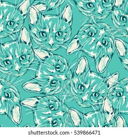 cats cute sketch vector illustration seamless, textile design pattern