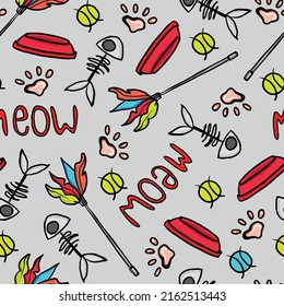 Cats cute things stickers seamless pattern