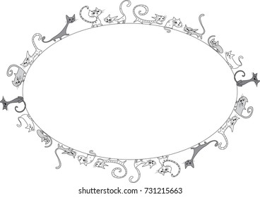 cats design with oval border