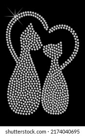 Cats of diamonds. Pattern embroidery of diamond cat.
Shiny, silver and black print with diamonds, embroidery and jewelry. Isolated fashion abstract background.