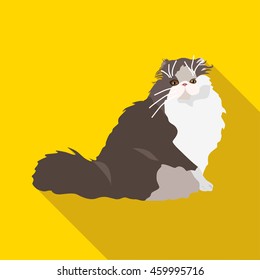 Cats of different breeds with long shadow. Picture style flat