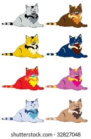 cats in different color.