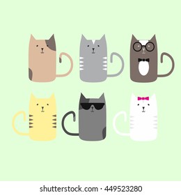 cats of different colors and stains. Kitten striped.